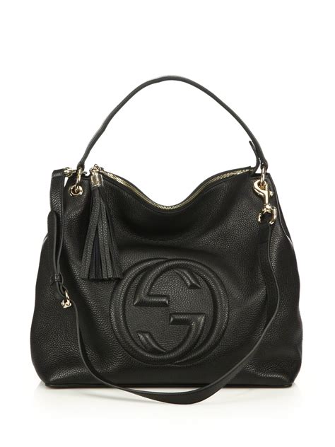 gucci signature large hobo bag black|Gucci hobo canvas bag.